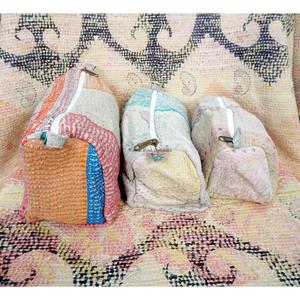 New Design Vintage Kantha Patchwork Tassel Zipper Closure Eco-Friendly 3-Pouch Set Cosmetic Bag for Wedding & Return Gifts - Product Image 3