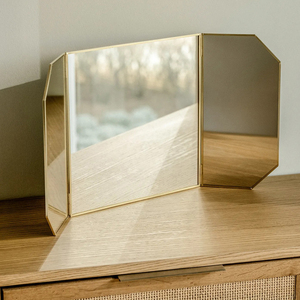 Wholesale Price Tabletop Decoration <b>Makeup</b> <b>Mirror</b> Clear Frame Gold Finished Custom Size Best Quality Metal Decorative Home - Product Image 1