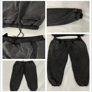 Conjunto de Sudadera con Capucha y Pantalones de Chándal de Felpa Terry para Hombre, Estilo Vintage, Lavado Ácido, 100% Algodón, Color Liso, Personalizable - Product Image 6