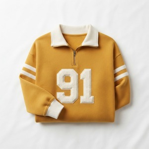 เสื้อสเวตเชิ้ตผู้หญิงแบบกันน้ำ ผ้าฟลีซ โพลีเอสเตอร์/คอตตอน สีพื้น ซิป ¼  คอปกพับ แขนยาว สไตล์หวานๆ สำหรับใส่ในฤดูใบไม้ร่วง - Product Image 5