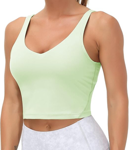 Camisetas deportivas tipo stringer para mujer, color marrón, transpirables, para fitness, camisetas cortas acanaladas para damas. - Product Image 1