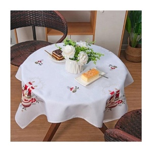 Customized Embroidered Linen <b>Round</b> <b>Tablecloth</b> Dining OEM ODM Low MOQ Wholesale Direct Factory - Product Image 1