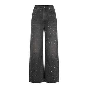 Women's Pants Loose Wide Leg High Waisted Jeans Women's Solid Color Casual Wear Street Style Baggy Cotton Denim Pants - Product Image 4