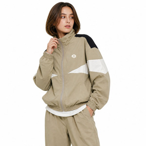 Custom Brand Women Neutral Tone Windbreaker Tracksuit Set <b>Lightweight</b> Zip Up Windbreaker <b>Jacket</b> Custom Athleisure Jogger Set USA - Product Image 1