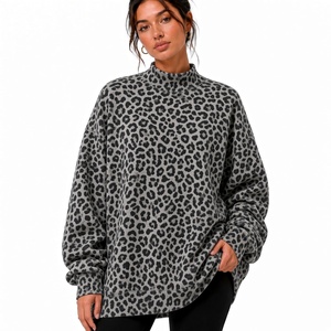Comprar Sudadera Oversize de Cuello Alto para Mujer con Estampado Camuflaje, Manga Larga, Tejida, Estilo Otoño, Diseño de Hombros Caídos - Product Image 3