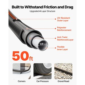 Tubo da Giardino in Gomma Rinforzata a 4 Strati da 15 m (5/8 pollici) 150 PSI (Pressione di Lavoro) 600 PSI (Pressione di Rottura) Flessibile Anti-Attorcigliamento per Esterni, 1 Anno di Garanzia - Product Image 2