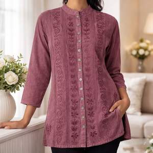 Camisa de Viscosa Bordada para Mujer, Ropa de Playa Informal de Manga Larga, Fabricante - Product Image 1