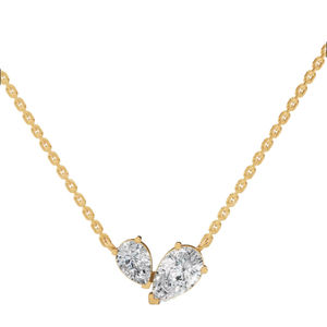 Collier Toi et Moi avec diamant de laboratoire taille poire en or 18 carats – Élégant double pierre, symbole d'amour radieux - Product Image 1
