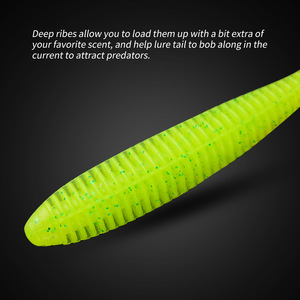 Leurre souple segmenté à queue <span class=keywords><strong>de</strong></span> pagaie côtelée <span class=keywords><strong>de</strong></span> 10 cm et 2,9 g pour la pêche au bar, à la perche, au drop shot et au Texas Rig en eau douce - Product Image 2