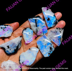 100% Piedras Preciosas Naturales de Piedra Lunar Arcoíris en Rodajas y Trozos Sueltos para Joyería - FAIJAN GEMS Estilo Cabujón Certificadas por Terceros - Product Image 3