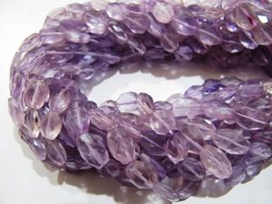 Collier de perles ovales facettées en améthyste rose naturelle, 10 pouces de long - Product Image 1