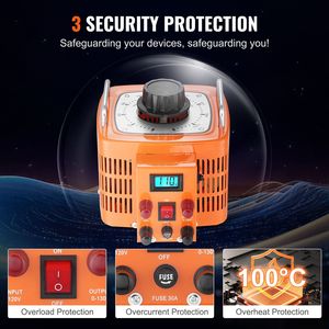 Trasformatore di Tensione Variabile Automatico 3000VA, 23 Amp, Ingresso 110V, Uscita 0-130V, Regolatore di Tensione AC con Display LCD, 4 Fusibili Extra - Product Image 4