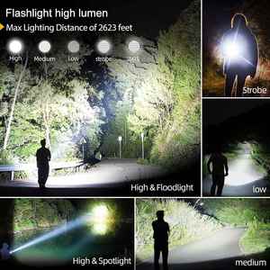 CITICITY <b>LED</b> Flashlights High Lumen , Super Bright <b>Rechargeable</b> Tactical Flashlight 5 Modes Zoom Portable for Outdoors Emergency - Product Image 3