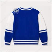 Pull-over en tricot plat bleu et blanc à col en V pour femme Zeta, écologique, décontracté, pour l'hiver