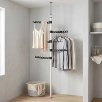 Porte-vêtements sur pied rond moderne en fer, non pliable, quatre niveaux, avec plusieurs crochets pour serviettes et vêtements, rangement minimaliste pour la maison