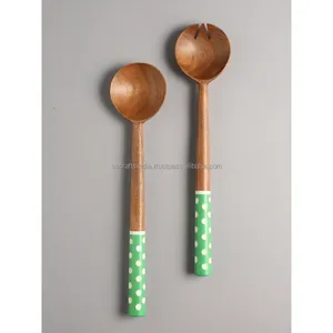 Servidor de ensalada de madera decorativo esmaltado hecho a mano de último diseño para artículos de cocina de restaurante en casa a precio razonable hecho en La India - Product Image 2