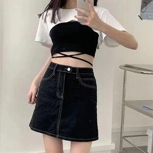 Camiseta Corta de Algodón y Elastano para Mujer, 220 g/m², Corte Ajustado, Estilo Básico, Elástica, Verano 2025, Y2K - Product Image 3