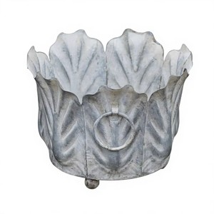 Galvanized Rustic Flower Shade rustic metal Zinc <b>planters</b> indoor outdoor Industrial style pots with Ring Handle <b>Planters</b> Pots - Product Image 1