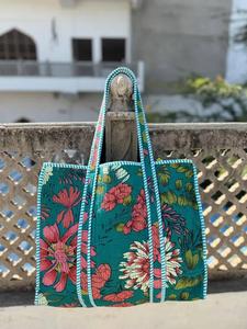 Cotton Floral Bohemian Quilted Shoulder Bag Casual Tote Bag for Women Stylish Lightweight Shoulder Bags - Product Image 3