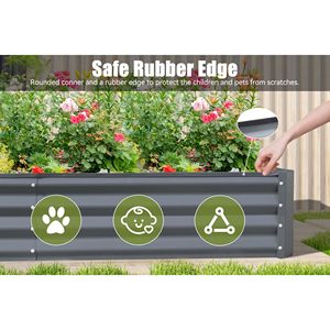 Fioriera Grande in Metallo Zincato 6x3x1ft, Vaso Rialzato da Esterno per Fiori e Verdure, Contenitore per Frutta - Product Image 2