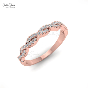 แหวนเพชรขาวทรงปาเว่ขนาด 0.90 มม. ตัวเรือนทองคำชมพู 14k ของขวัญวันครบรอบแต่งงานสำหรับเธอ ขายดีอันดับต้นๆ - Product Image 2