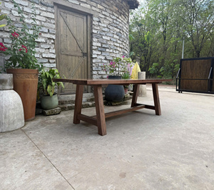 Mesa de madera reciclada marrón rústica, mueble de salón con vitrina de vidrio para uso doméstico, procedente de Vietnam. - Product Image 4