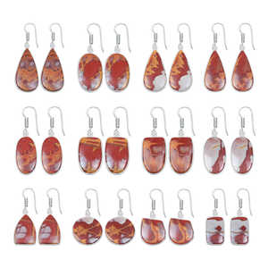 Pendientes con Dijes de Jaspe Noreena (Piedra Lombriginosa Silicificada), Plateados, Joyería Artesanal al por Mayor, Piedras Preciosas para Mujer - Product Image 1
