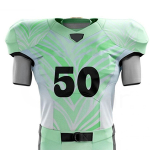 Custom American Football Jersey Pants Set V-Neck Short Sleeve 50 Number Mint Green Sublimated Moisture Wicking Uniform - Product Image 3
