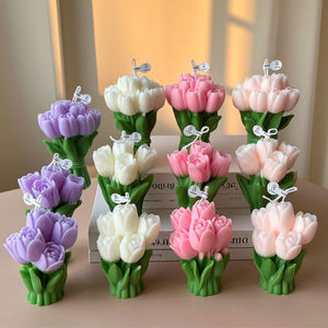 Bougie artisanale en cire de soja écologique, parfumée à la vanille, en forme de tulipe, faible MOQ, décoration d'intérieur, mariage, Pâques, vacances - Product Image 3