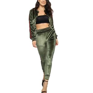 Womens Tracksuit Set 2 Piece Slim Fit Velour Velvet Casual Zip up Hoodie Jacket Sweatsuit and Sweatpants - Product Image 2