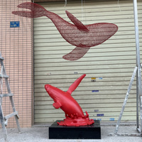 Kreative Harz-Delfin-Skulptur für Ladendekoration, Einkaufszentrum-Ornament, Abstrakte Meeres-Themen-Dekoration, Maßgefertigte Fiberglas-Wal-Skulptur