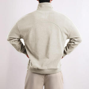 Sweat-shirt à col zippé pour homme, sweat-shirt en molleton à 14 zip, sweat-shirt à col montant, sweat-shirt uni avec logo brodé, sweat-shirt unisexe - Product Image 2