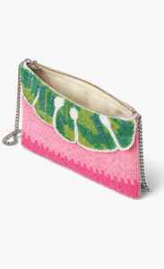 Bolso de mano de lujo hecho a mano con cuentas y hojas tropicales, con bordado de hoja de palma verde, para mujer, ideal para fiestas y eventos especiales. - Product Image 3