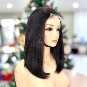 Perruque à fermeture en dentelle, cheveux de qualité supérieure, super double trame, texture lisse Yaki, couleur naturelle, perruques en cheveux humains vietnamiens - Product Image 6