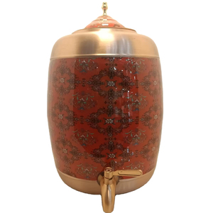 Premium Printed 08 Liter Pure Copper Water Dispenser /Matka Leak-Proof Tap Classic Design for Home Office Use Ayurvedic Health - Product Image 1