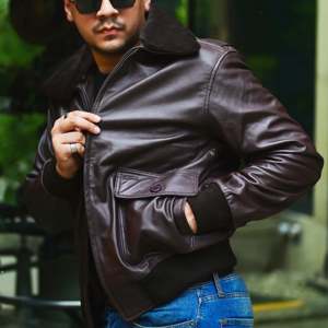 Distressed Coated Vintage Brown <b>Leather</b> <b>Jacket</b> Men <b>Retro</b> Biker Look Stand Collar Hooded - Product Image 4