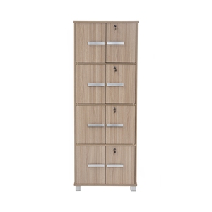 Contemporary Laminated Board <b>Storage</b> <b>Box</b> Ebonnese Finish Four Tier Multi-Purpose <b>Lockable</b> Organizer Cabinet Separate Key Locks - Product Image 3
