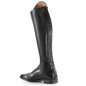 Bottes d'équitation en cuir véritable noir pour homme, hauteur genou, avec fermeture éclair longue, bottes de polo imperméables et à embout d'acier, à lacets - Product Image 3