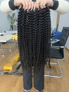 Venta caliente Virgen Negro Extensiones de cabello de onda profunda Más ondulado para el mercado de EE. UU. Precio al por mayor Extensiones de cabello humano de alta calidad - Product Image 3