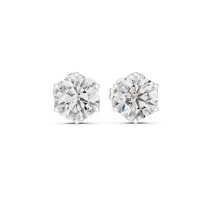 Boucles d'oreilles de fiançailles en or blanc 14 carats avec diamant rond cultivé en laboratoire pour femmes |   Nouveau diamant cultivé - Product Image 1