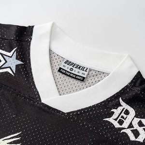 Maillot de football en maille noire, col en V, chemise de sport à manches courtes, vêtements d'équipe, streetwear - Product Image 4