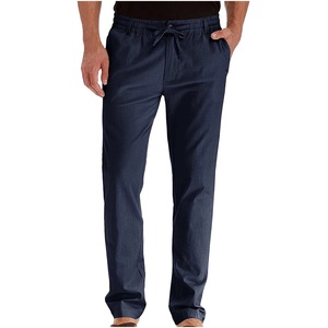 Pantalones de Hombre Color Caqui, de Algodón, con Cordón, Cintura Elástica, Corte Recto Informal, Tela Oxford Ligera, para Verano - Product Image 6