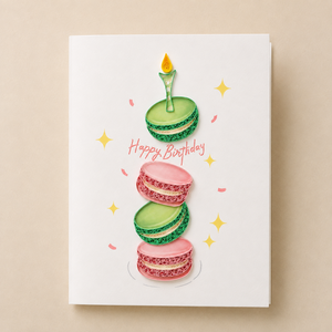 Carte de vœux artisanale en papier personnalisé, impression numérique de haute qualité, origine Vietnam, motif macaron empilé, vente en gros - Product Image 4