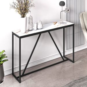 Table console en métal multi-usages avec plateau en verre, meuble élégant pour l'exposition, le rangement et la décoration intérieure - Product Image 6