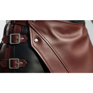 กระโปรงพับหนังสีน้ำตาลดำทำด้วยมือสำหรับผู้ชายกระโปรงสั้นแบบ2026สำหรับนักรบนักรบ - Product Image 5