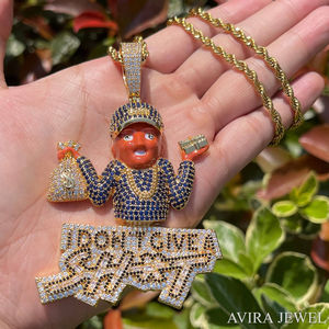 จี้เพชรโมอิสซาไนต์แท้ เงินแท้ 925 ชุบทองคำสีกุหลาบ สไตล์ฮิปฮอป สำหรับทุกเพศ เหมาะสำหรับใส่ไปงานปาร์ตี้ พร้อมใบรับรอง IDGL - Product Image 1