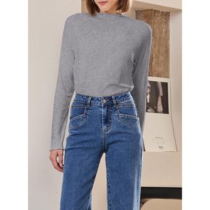 2025 femmes à manches longues col roulé haut côtelé volants col montant tricoté basique superposition hauts pour la broderie d'hiver - Product Image 6