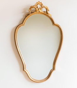 Large Golden Mirror <b>Arch</b> Mirror, Baroque Wall Mirror, Scalloped Gold Leaf <b>Frame</b> - Product Image 1