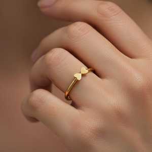 Hallmark Silver Minimal Gold Plated Love Heart Ring - Product Image 2