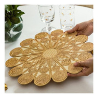 Sous-verre rond en bambou tissé à la main de qualité supérieure, résistant à la chaleur, antidérapant, décoratif, pour table à manger, pour événements